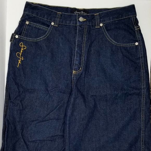 Sean John (P. Diddy) Y2K Dark Wash Embroidered Logo Jorts- Denim/Jean Shorts 20 - Picture 4 of 9